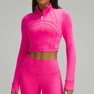Lululemon Sonic Pink Cropped Half Zip. Brand new, never worn.